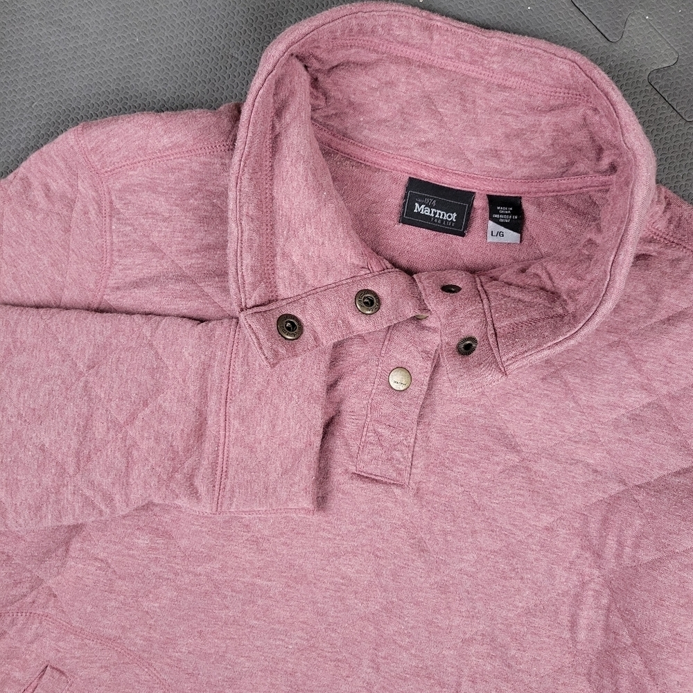 Marmot Roice Women's Quilted Pullover 1/4 Snap Button Down Sweater Size L Pink